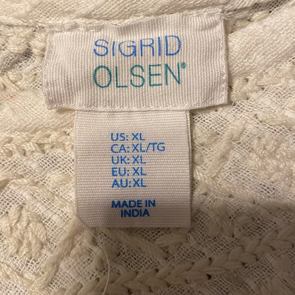 SIGRID OLSEN SHORT SLEEVE BOHO COTTEN TOP - Picture 6 of 6